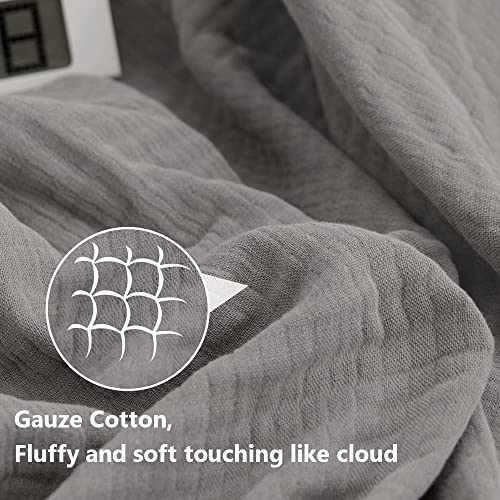 Simple&Opulence Cotton Muslin Throw Blanket for Bed, Couch, Knit Woven Gauze Blanket with Tassels, Soft Lightweight Cozy Pre-Washed Breathable Farmhouse Decoration for All-Season (Grey) - color: Grey