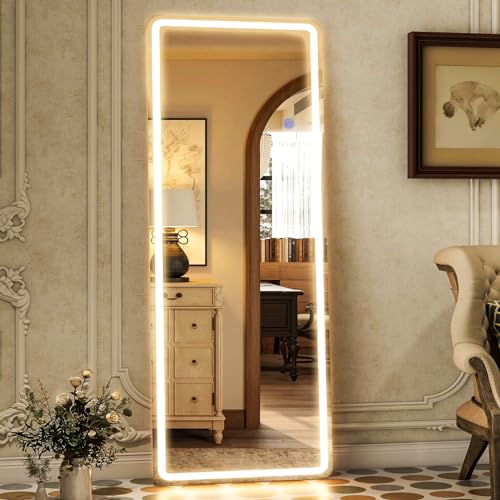 GLSLAND LED Mirror Full Length Standing, 64"x21" Full Body Floor Mirror - color: Rectangle, size: 64"L x 21"W