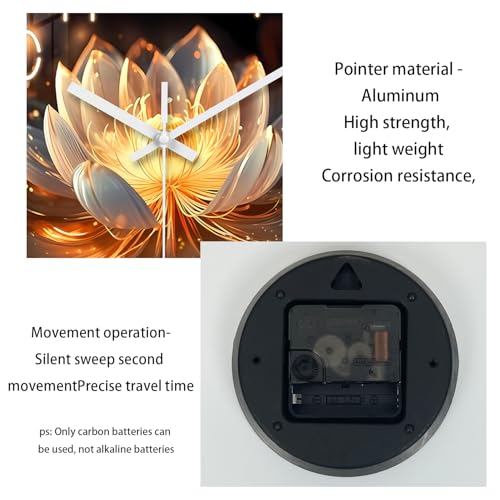 XFM Lotus Flower Wall Clock Battery Operated 14 inch Silent - color: Lotus Flower, size: 14 Inch