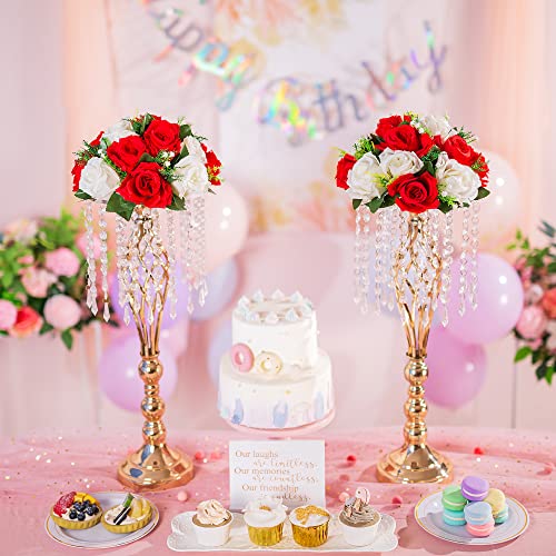 Flower Centerpieces for Wedding Tables: Red & White, 2 Packs - color: Red & White