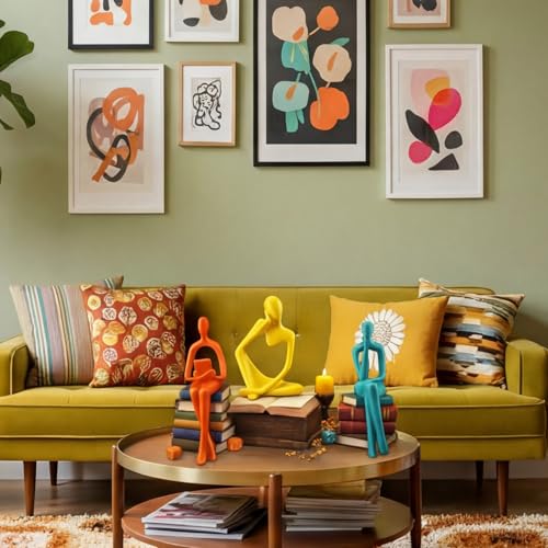 AceOrbit 3 Pcs Mid Century Modern Decor, Thinker Statues Bookshelf Decor - style: Thinker