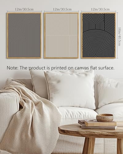 Drsoum Minimalist Abstract Wall Art Framed Modern Boho Neutral Line Wall Decor Mid Century Geometric Artwork Bedroom Living Room 12x16in Natural Framed - color: Tree Rings, size: 16L" x 12W", Natural Framed
