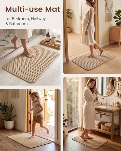 Upgraded Non Slip Waffle Bath Mat, Super Absorbent Bathroom Rug, 20x30 inch - color: Brown