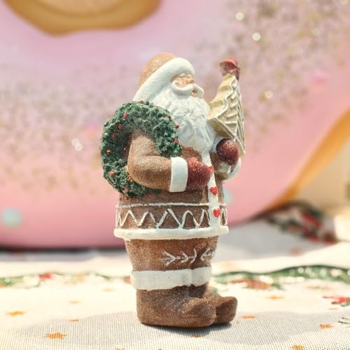 Gingerbread Santa Claus Figurines Gingerbread Christmas Decorations Indoor Resin Santa Figurines Decor Christmas Kitchen Table Party Decorations