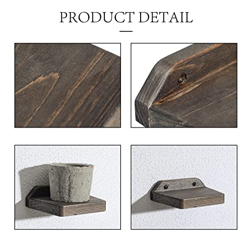 Freezing point Small Floating Shelves for Wall Set of 2 Natural Wood 5Inch Small Mini Wall Shelf Decor Plant Display Collectibles Mounted Kitchen Bathroom Bedroom Corner Decorative Storage Tiny Stand - size: 5