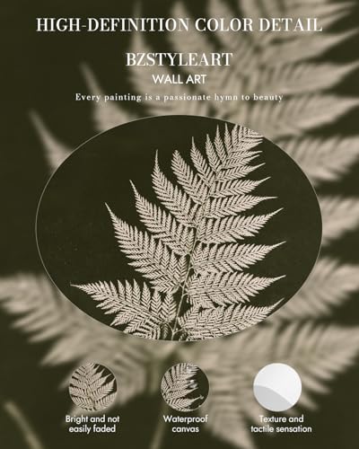 Bzstyleart Gold Framed Vintage Botanical Fern Wall Art 12x16 Inch - color: Fern Leaves, size: 16"L x 12"W