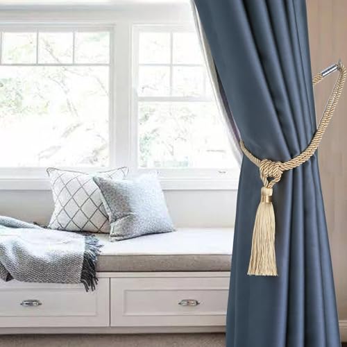 2 Pack Curtain Tiebacks Handmade Tassel Rope Curtain Holdbacks - color: Gold, size: 2 Pack