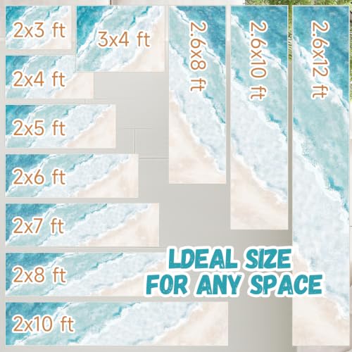 Beach Pattern 2.6x10ft Runner Rug Non Slip Washable Kitchen Runner Rug with Rubber Backing,Low-Pile Soft Washable Runner Rugs for Hallway Entryway Kitchen Bedroom Living Room Bathroom - color: Light Blue Beach, size: 2'6''x10'
