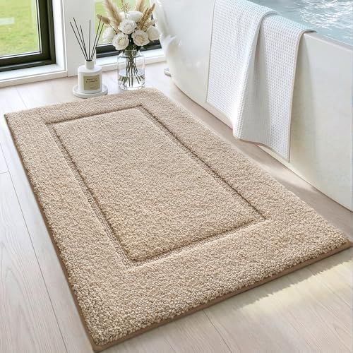 DEXI Bath Mat 24x16, Soft Absorbent Bathroom Rugs Non Slip, Beige - color: Beige, size: 24" X 16" (Rectangular)