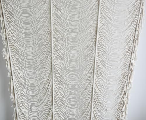 Macrame Curtain White Handmade Boho Room Divider Window Yarn 59"W*75"L - color: Ivory