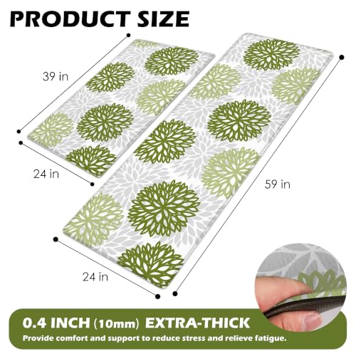 Cushioned Anti-Fatigue Kitchen Mats for Floor – Non-Slip Waterproof Memory Foam Runner, Extra Wide & Long, Comfortable Standing Mat for Kitchen, Sink, Office, Laundry, Green - color: Sage Green, size: 24"x39"+24"x59"--0.4"Th