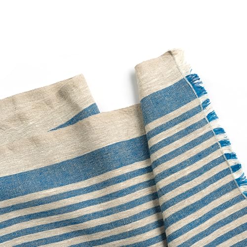 Natural Coarse 100% Linen Table Runner 18 x 95 Inches - Rustic Farmhouse Flax Table Runner for Everyday Use, Holidays & Special Occasions (Mediterranean Blue, 18 x 95 inch) - color: Mediterranean Blue