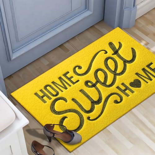 AAZZKANG Yellow Door Mat Outdoor Indoor Decorative Home Sweet Home Doormat Large 36"x24" with Non Slip Rubber Backing Ultra Absorb Mud Easy to Clean Entryway Mats - color: Yellow, size: 24" x 36" (Rectangular)