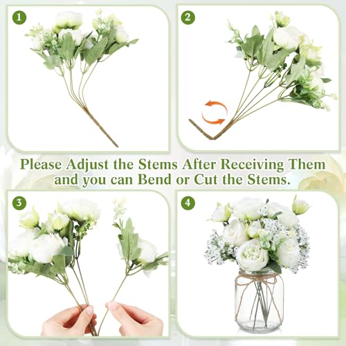 Zeyune 12 Sets Mason Jar Flowers Centerpiece Table Decorations,Green - color: Green