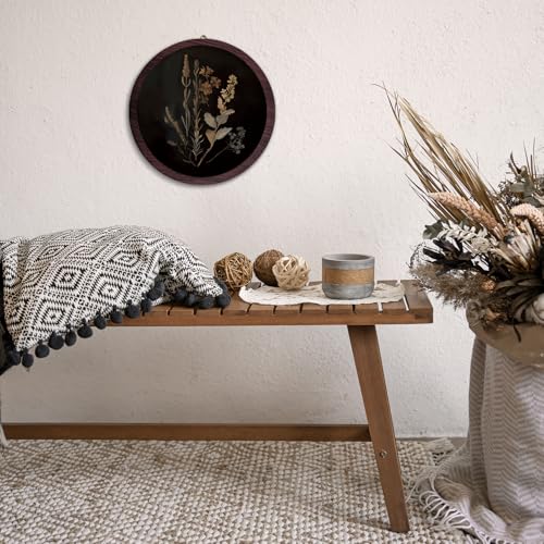 XDFVL Vintage Bird Round Wall Art Decor, Retro Floral Bird Framed Wooden Prints, Cottagecore Farmhouse Rustic Round Wall Hanging Decor for Home Bedroom Living Room, 10x10 Inch - color: botanical