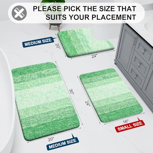 Arotive Microfiber Bathroom Rugs, Shaggy Soft Absorbent Bath Rug, 47x24 - color: Green, size: 47" X 24"