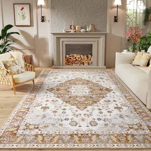Amearea Vintage Design Area Rugs for Living Room, 4x6 Gold Bedroom Rug - color: Gold, size: 4' X 6' (Rectangular)