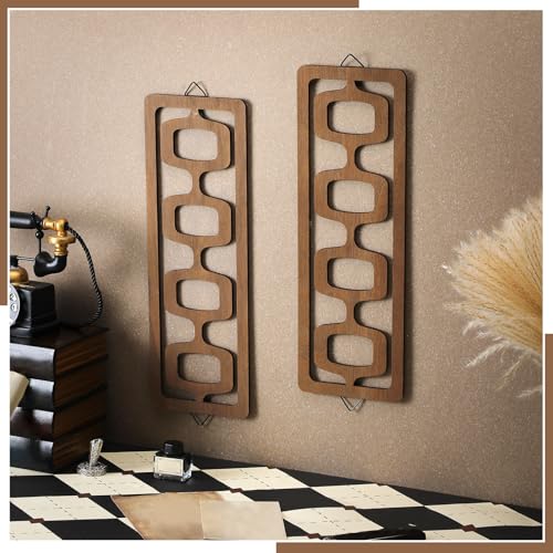 CroBlissful 2pcs Mid Century Modern Wall Art Geometric Wall Decor, Brown - color: Brown