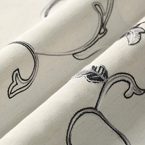 VOGOL Gray Vine Embroidered Tier Curtains, 30 x 36 Inches, 2 Panels - color: Grey, size: 30"W x 36"L (Pack of 2)
