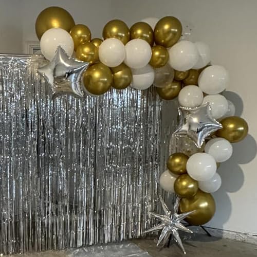 White and Gold Balloons, 60 Packs 12 Inch Metallic Gold Balloons - color: White Gold