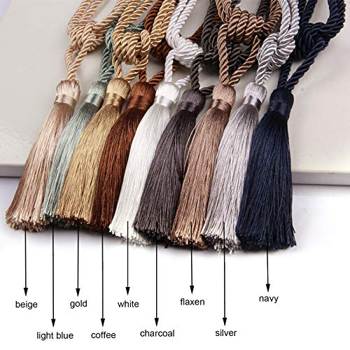6 Pack Curtain Tiebacks Handmade Tassel Rope Curtain Holdbacks - color: Beige, size: 6p