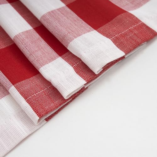 Red Plaid Kitchen Curtains Tiers 36" Half Window Café Curtains Semi Sheers - color: Red and White, size: 24"W x 36"L (Pack of 2)