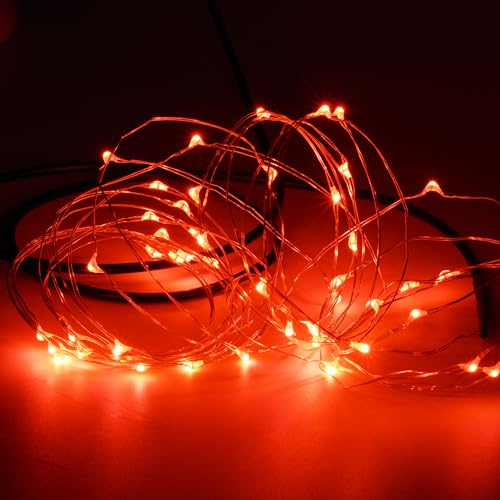 Karlling USB Plug in LED Fairy Lights,50 LED Bulbs 16 Ft Silver Wire Starry String Lights for Bedroom Patio Garden Party Wedding Commercial Lighting (Red) - color: Red, size: 50 Leds