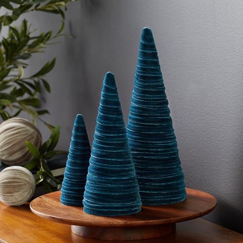 Your Heart's Content Teal Velvet Trees Set of 3 (Teal) - color: Teal