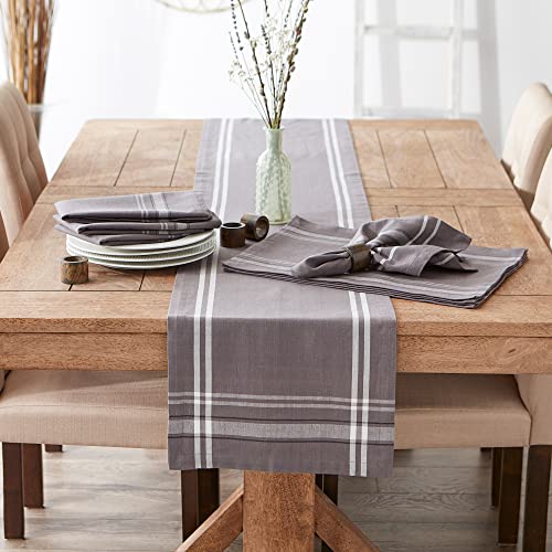 DII French Stripe Dining Table Collection Farmhouse Style Table Runner, 14x72 Inches, Gray Chambray - color: Gray Chambray, size: 14x72 Inches (Pack of 1)