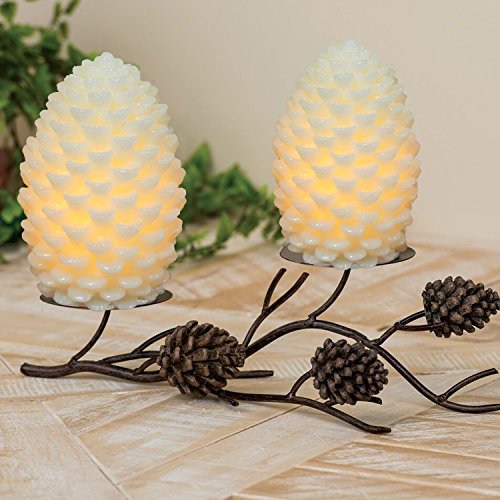 Wondise Pine Cone Flickering Flameless Candles with Remote and Timer - color: 7-Ivory
