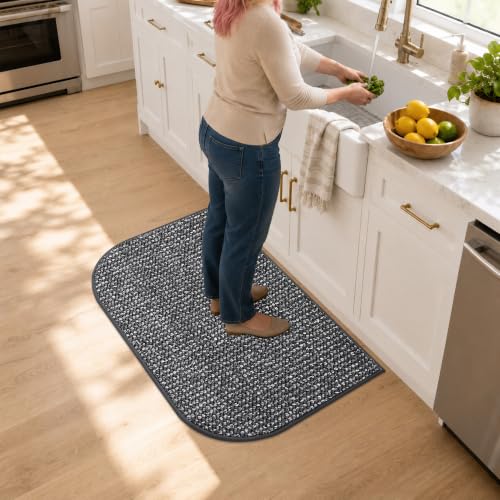 COSY HOMEER Half Moon Kitchen Rug Non-Slip Washable Kitchen Sink Mat - color: Grey, size: 24" × 36" (Semicircular)