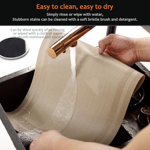 Khaki Vinyl Placemats Set of 6, Heat Resistant Table Placemats - color: Khaki