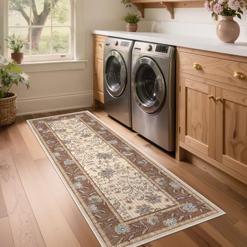 GarveeHome 2x6 Washable Runner Rug Brown Non Slip Kitchen Runner - color: Brown, size: 2' x 6' (Rectangular)
