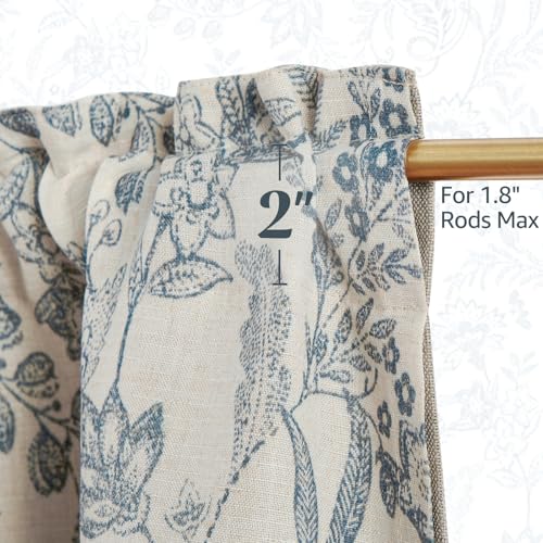 jinchan Linen Valance Curtain Farmhouse 16 Inch 1 Panel Blue on Beige - color: Forest | Blue, size: 50"W x 16"L (Pack of 1)