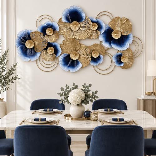 Lucky Monet Metal Wall Art Decor, 51"x26" 3D Wall Sculptures Lotus Leaf - color: Style 9