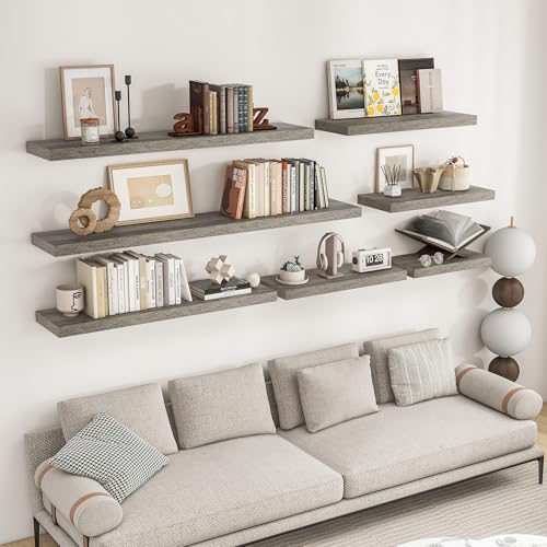 RICHFOCUS Bathroom Floating Shelves for Wall 2Pack|Grey|16" L - color: Grey, size: 15.7"L x 8"D, Set of 2