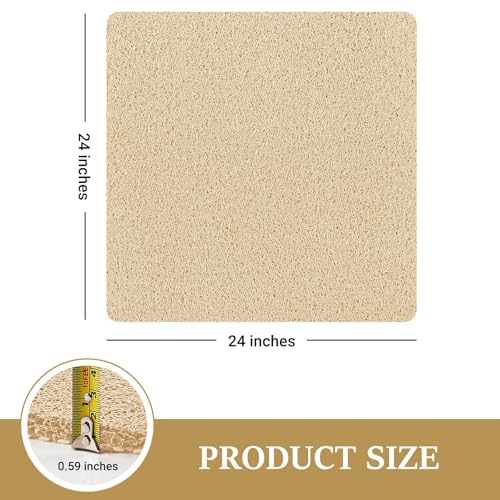 LuxStep Shower Mat Bathtub Mat Non-Slip Bath Mat with Drain, Quick Drying - color: Khaki, size: 24" x 24" (Rectangular)