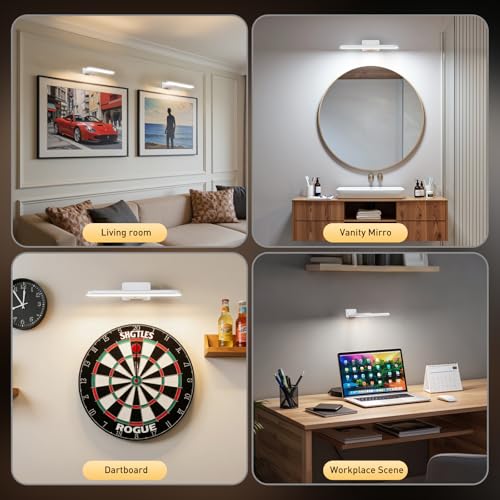 NARUNDREN Rechargeable Picture Lights for Wall with Remote-2PC(White) - color: White