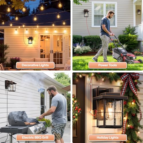 Gleamz Porch Light with GFCI Outlet, Bronze Outdoor Light with Outlet - color: Oil-Rubbed Bronze
