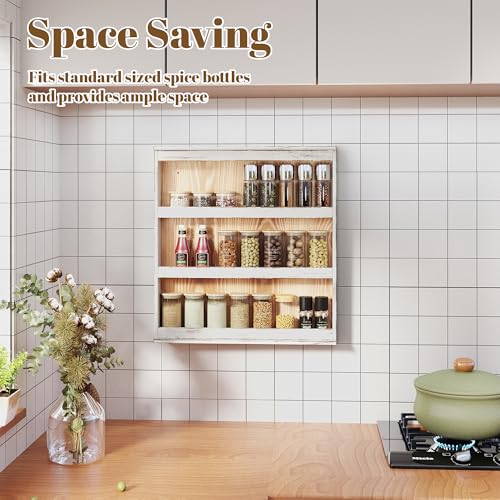 Nisorpa 3 Tier Spice Rack Wall Mount, 19.68 x 3.35 x 21.25 Inches - color: Pine