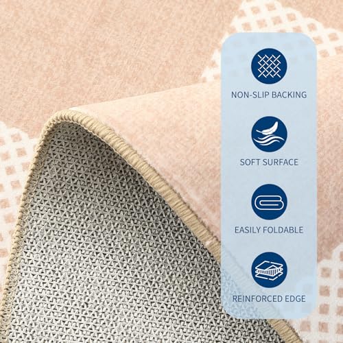 GarveeHome Checkered Blush Beige 2x3 Washable Rug Low-Pile Small Door Mat - color: Blush Beige, size: 2' x 3' (Rectangular)