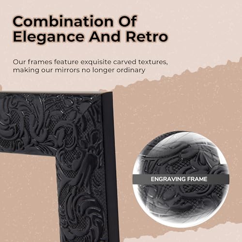LFT HUIMEI2Y Door Mirror Full Length, Wall-Mounted Mirror Black 50" x14" - color: Black