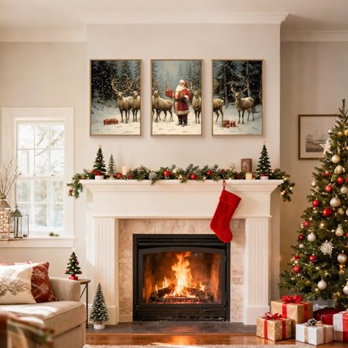 Celestdeco Large Christmas Santa Claus Framed Canvas Wall Art Set-24"x36"x3 - color: Santa Claus Wall Art, size: 24"L x 36"W