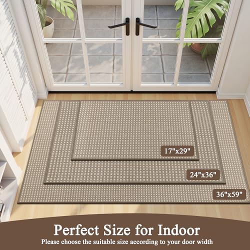 U'Artlines Front Door Mat 17"x29",Indoor Outdoor Floor Mats, Brown - color: Brown, size: 17"x29"