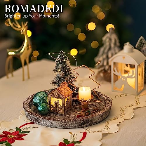 Romadedi Farmhouse Wooden Candle Tray, 11 Inch Round, Whitewashed - color: Whitewashed