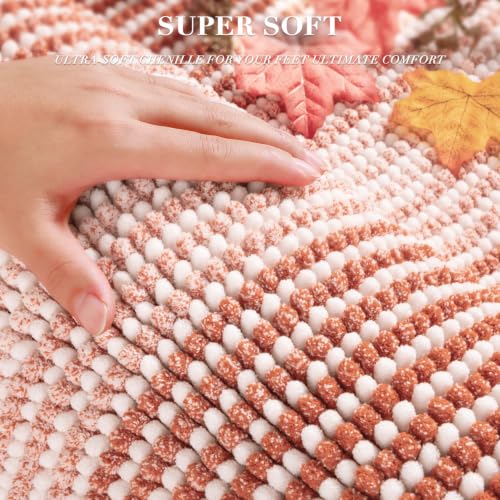 BSICPRO Bathroom Rugs Sets 2 Piece, Non Slip Striped Bath Mat, Light Orange - color: Light Orange, size: 20" x 32" Plus 16" x 24"