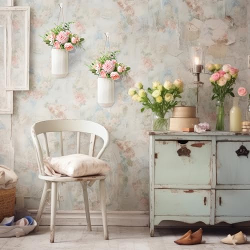2 Pcs 5.9 Inch White Ceramic Wall Planter Modern Home