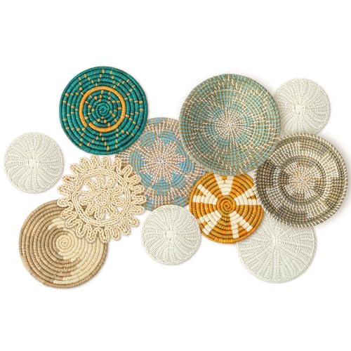 Tatuo 11 Pcs Boho Wall Basket Decor Woven Wall Hanging Art, Bright - style: Bright