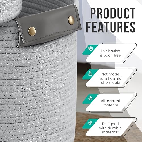 3 Pack Woven Cotton Rope Storage Basket, 15x10x9, Gray - color: Gray