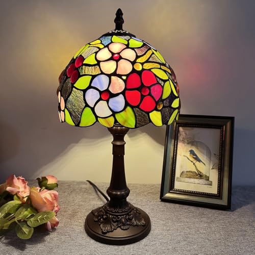8-Inch Tiffany-Style Floral Stained Glass Vintage Art Table Lamp